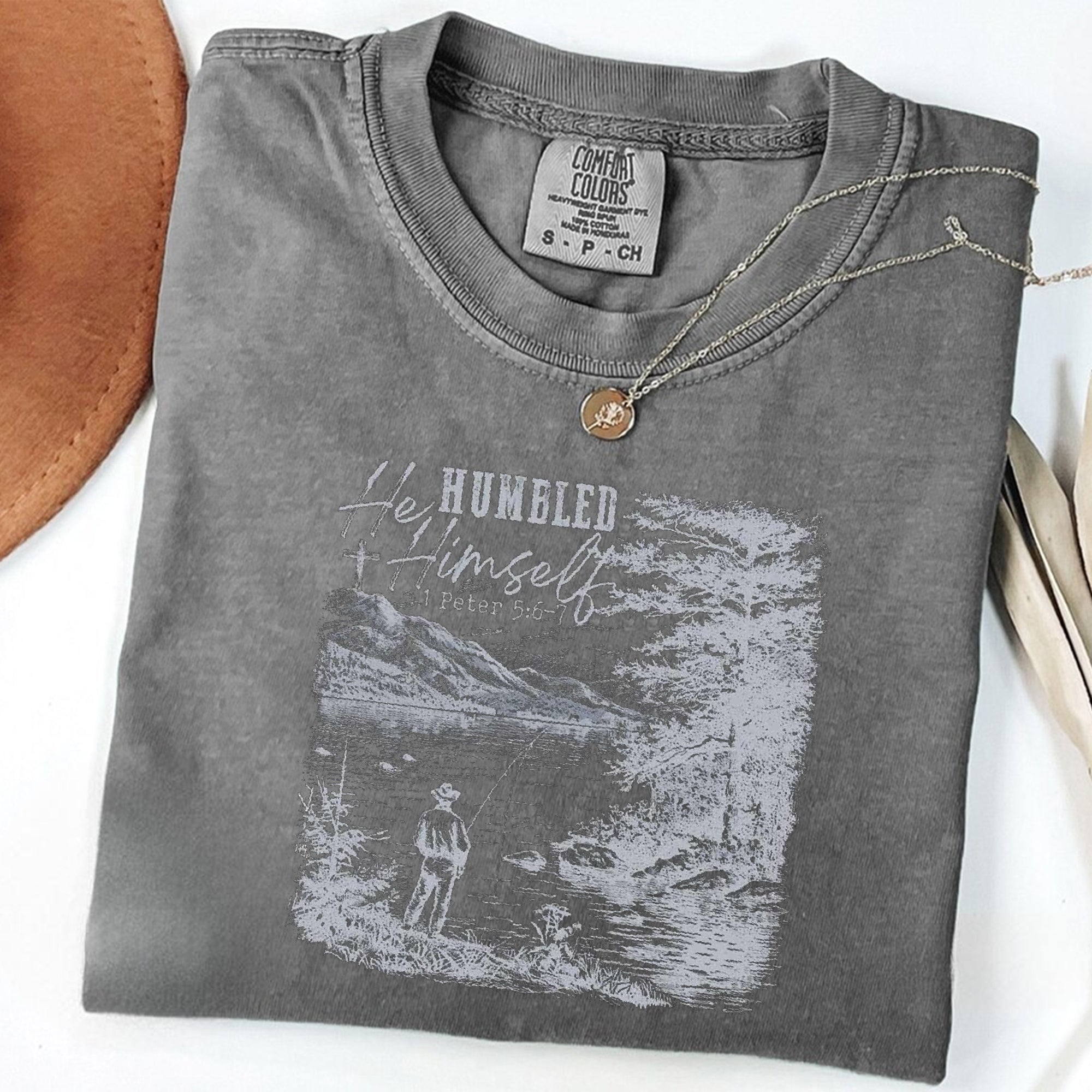 Christian Dad Comfort Colors Shirt, Father's Day T-shirt, He Humbled Himself Hoodie, Jesus Bible Verse Sweatshirt, Fishing Dad Tee, Gift For Christian Dad